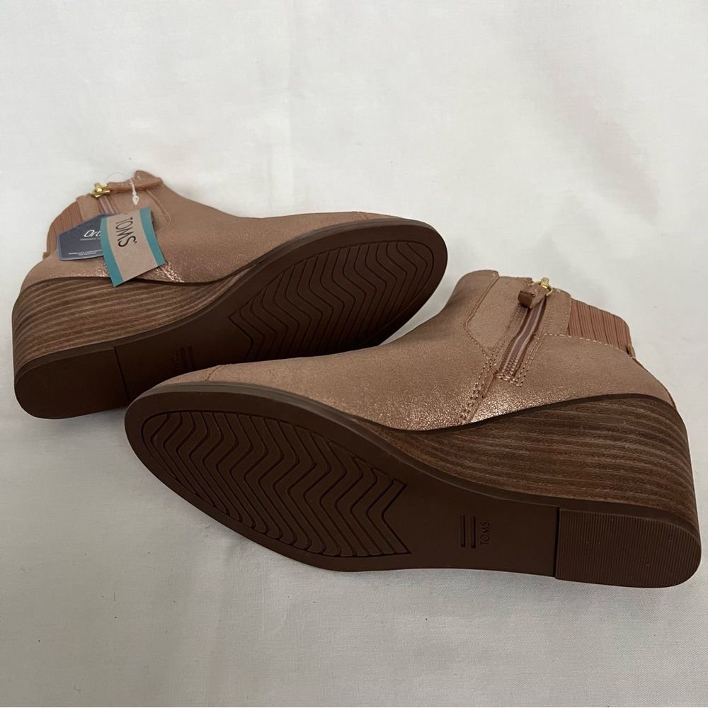 TOMS "Sadie" Rose Gold Metallic Leather Shoes Booties 6.5 - Picture 6 of 8